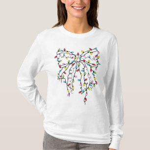 Christmas Tree Lights Coquette Bow T-Shirt