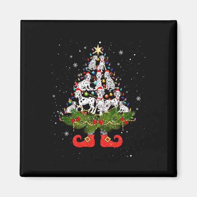 Christmas Tree Lights Cute Santa Hat Dog Lover  Magnet (Front)
