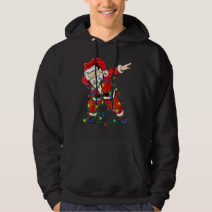 Christmas Tree Lights Dabbing Santa For Xmas Holi Hoodie