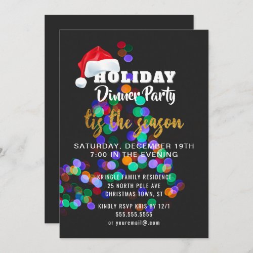 Christmas Tree Lights Dinner Party Invitation