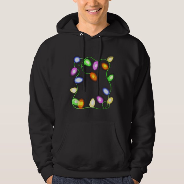 Christmas Tree Lights Glowing Festive Graphic Hoodie (Front)