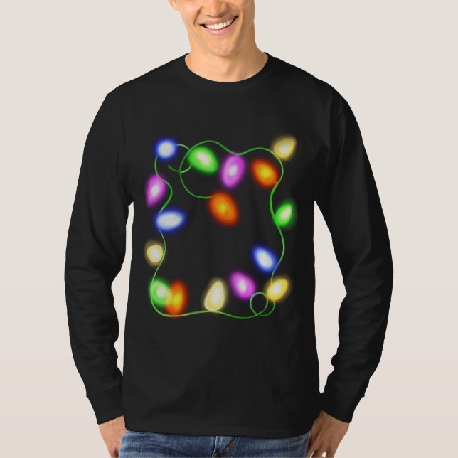 Christmas Tree Lights Glowing Festive Graphic T-Shirt (Front)