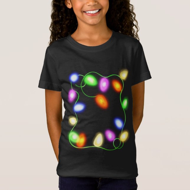 Christmas Tree Lights Glowing Festive Graphic T-Shirt (Front)