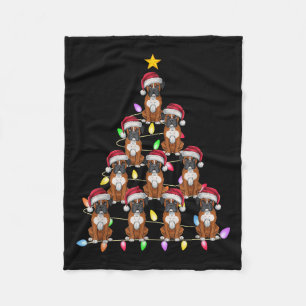 Christmas Tree Lights Men Women Santa Boxer Dog Xm Fleece Blanket