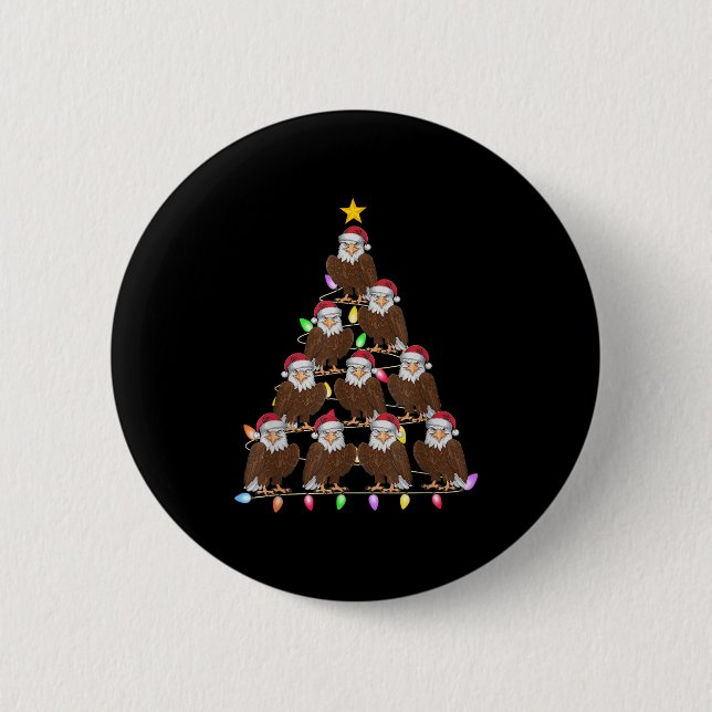 Christmas Tree Lights Men Women Santa Eagle Xmas P Button (Front)