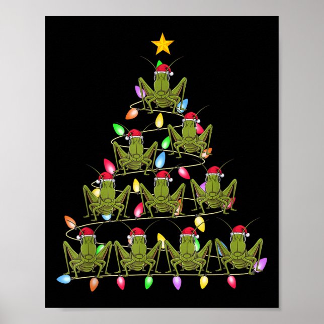 Christmas Tree Lights Men Women Santa Grhopper Xma Poster (Front)