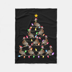 Christmas Tree Lights Men Women Santa Muscovy Duck Fleece Blanket