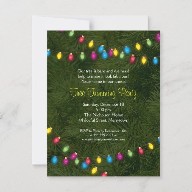 Christmas Tree Lights Party Invitation (Front)