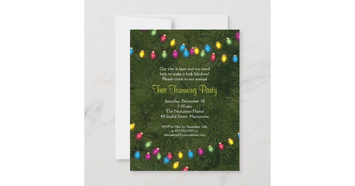 Christmas Tree Lights Party Invitation Zazzle