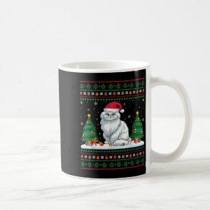 Christmas Tree Lights Persian Cat Santa Ugly Xmas Coffee Mug