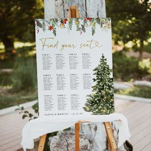 Christmas Tree Lights Pine Seating Chart Sign