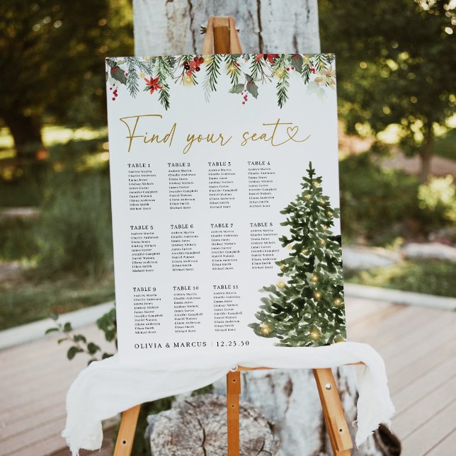 Christmas Tree Lights Pine Seating Chart Sign (Creator Uploaded)