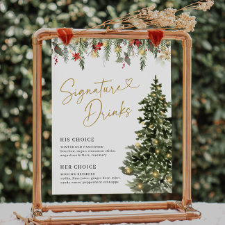 Christmas Tree Lights Pine Winter Bar Sign 8x10