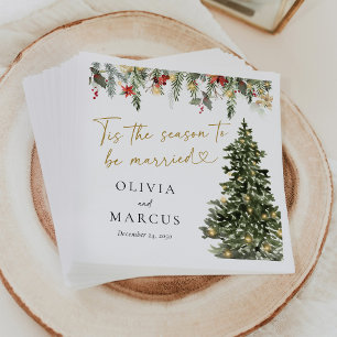 Christmas Tree Lights Pine Winter Wedding Custom Napkins
