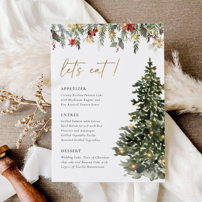Christmas Tree Lights Pine Winter Wedding Dinner Menu (Creator Uploaded)