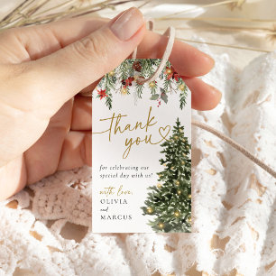 Christmas Tree Lights Pine Winter Wedding Favor Gift Tags