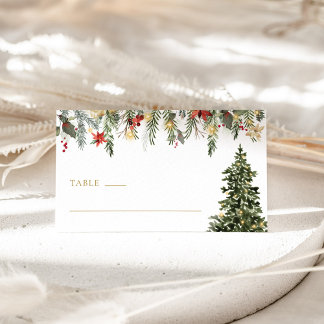 Christmas Tree Lights Pine Winter Wedding Place Card