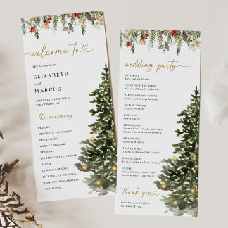 Christmas Tree Lights Pine Winter Wedding Program