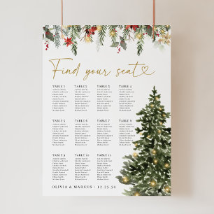 Christmas Tree Lights Pine Winter Wedding Seating Poster