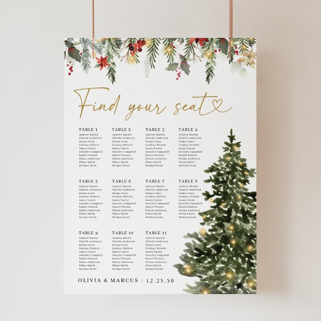 Christmas Tree Lights Pine Winter Wedding Seating  Poster (Creator Uploaded)