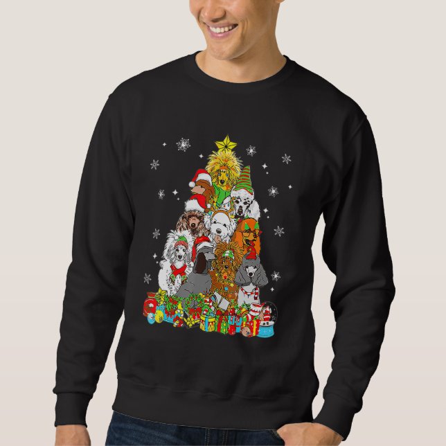 Christmas Tree Lights Poodle Dog  Xmas Pajama Sweatshirt (Front)