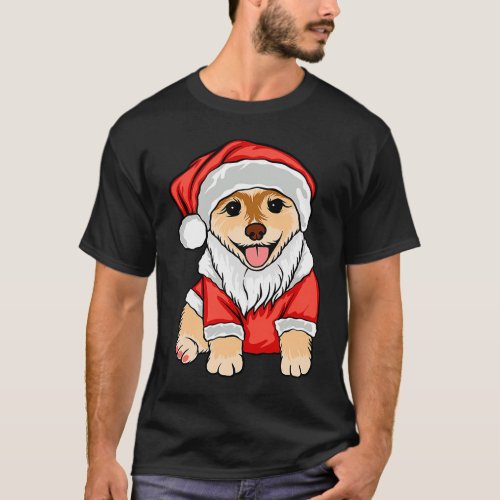 Christmas Tree Lights Santa Dog Xmas Boys Pugmas T_Shirt