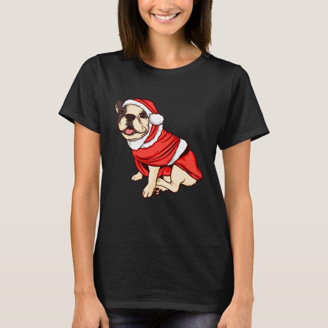 Christmas Tree Lights Santa Dog Xmas Boys Pugmas T-Shirt (Front)