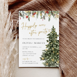 Christmas Tree Lights Wedding After Party Invitation