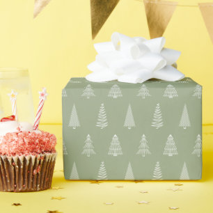 Christmas Tree Line Art Print Wrapping Paper Roll
