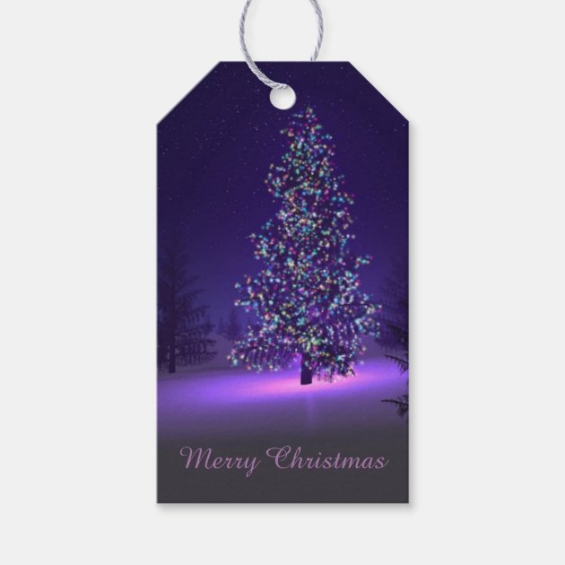 Christmas Tree Lite In The Snow Gift Tags