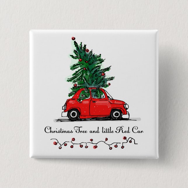 Christmas Tree & Little Red Car Button (Front)