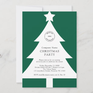 Christmas Tree Logo Corporate Festive Party Green Invitation