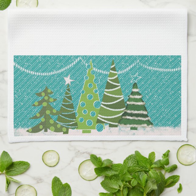 Christmas tree lot kitchen towel  (Folded)