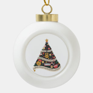 Christmas Tree Made from Musical Instruments Ceramic Ball Christmas Ornament