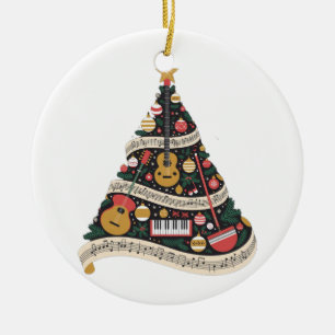Christmas Tree Made from Musical Instruments Ceramic Ornament