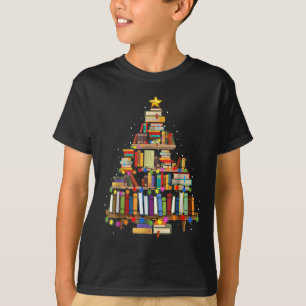 Christmas Tree Made Of Books Teacher Book Lovers C T-Shirt