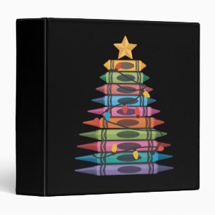 Christmas Tree Made of Crayons School Teacher Life 3 Ring Binder