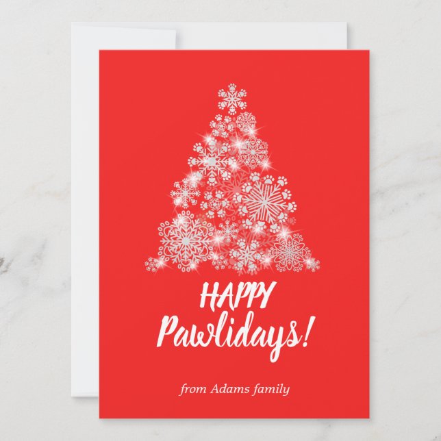 Christmas tree made of paw print snowflakes (Front)