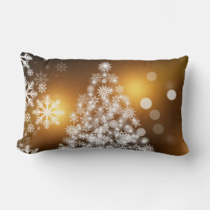 Christmas Tree Made of Snowflakes Lumbar Pillow