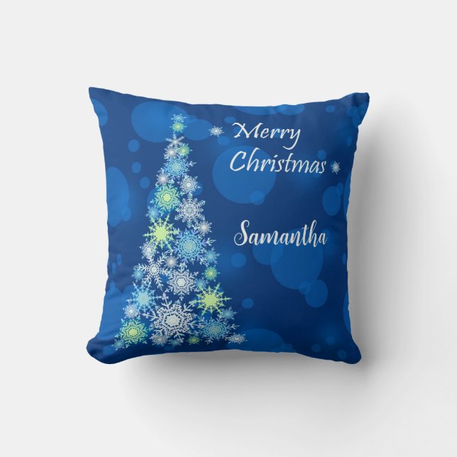 Christmas tree made of snowflakes. throw pillow (Front)