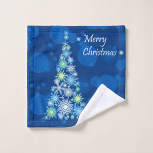 Christmas tree made of snowflakes.  wash cloth