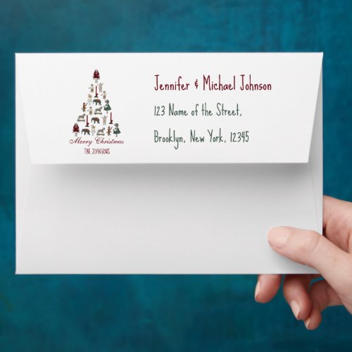Christmas Tree Made of Toys Return Address Printed Envelope