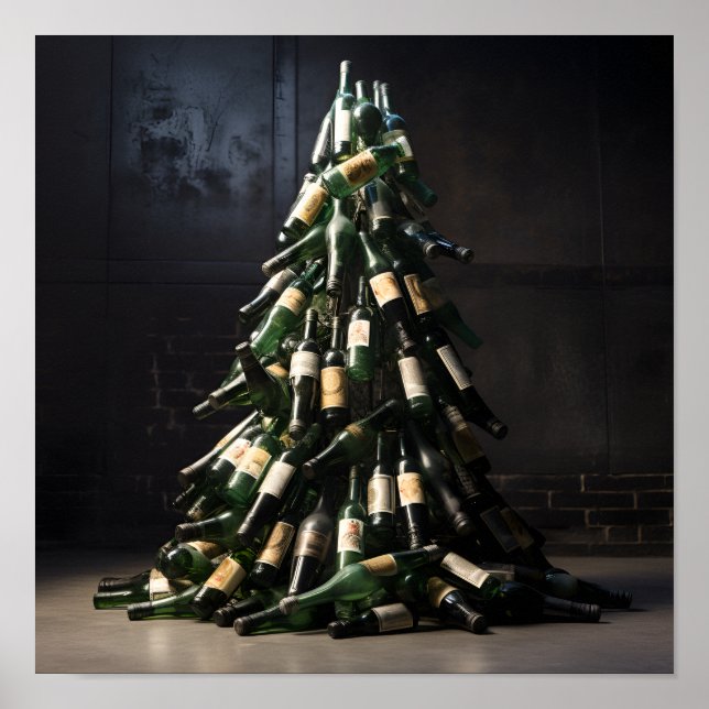 Christmas tree made of wine bottles poster (Front)