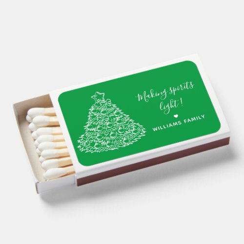 Christmas Tree Making Spirits Light Monogram Green Matchboxes