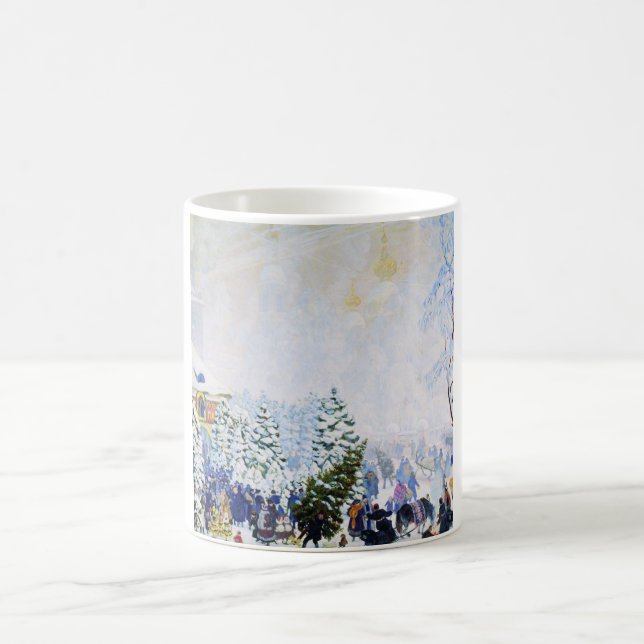 Christmas Tree Market in Russia (Boris Kustodiev) Coffee Mug (Center)