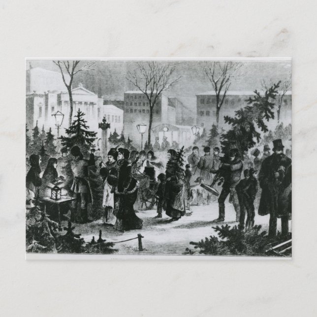 Christmas tree market in the Augustusplatz Holiday Postcard (Front)