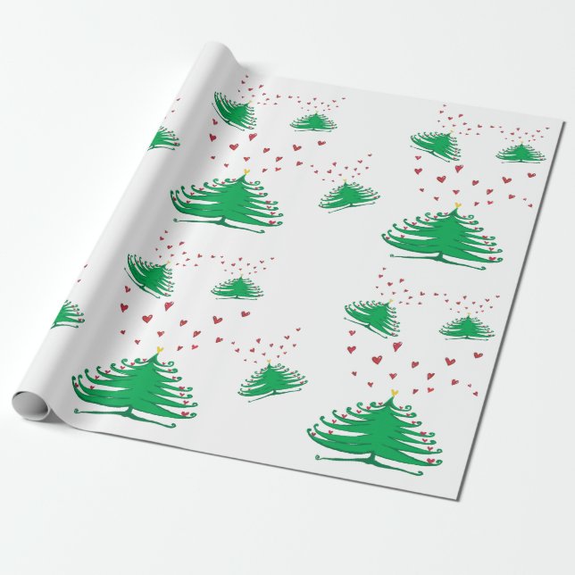 Christmas Tree Matte Wrapping Paper, 30 in x 6 ft Wrapping Paper (Unrolled)