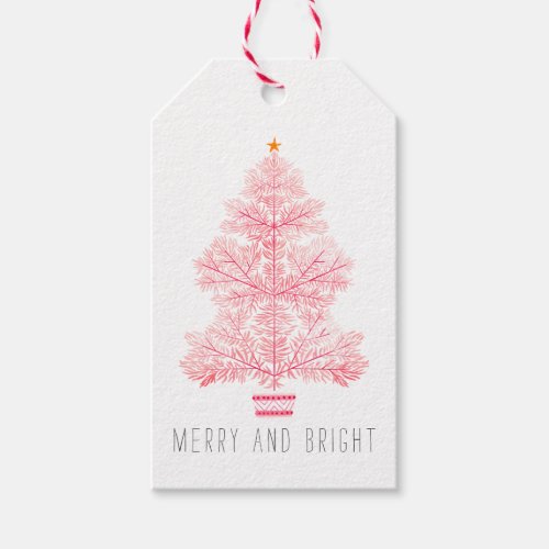 Christmas Tree Merry and Bright Holiday Gift Tags