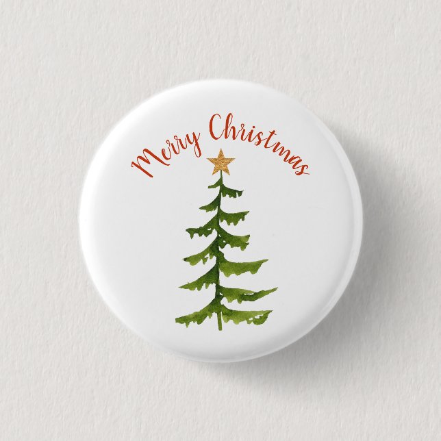 Christmas Tree Merry Christmas  Button (Front)