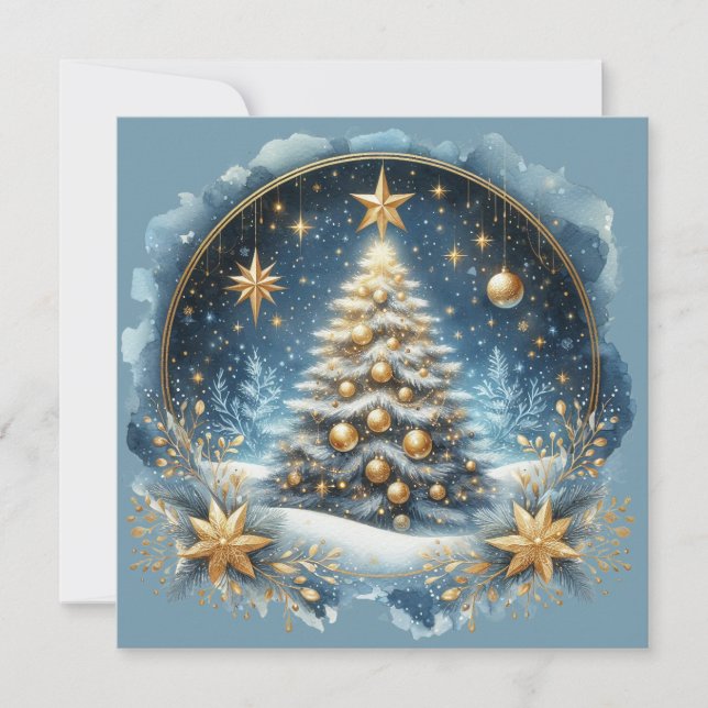 Christmas tree & Merry Christmas customisable  Holiday Card (Front)